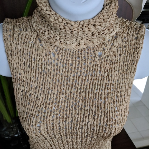 Sexy RALPH LAUREN nude open knit sleeveless top  S - Picture 4 of 8